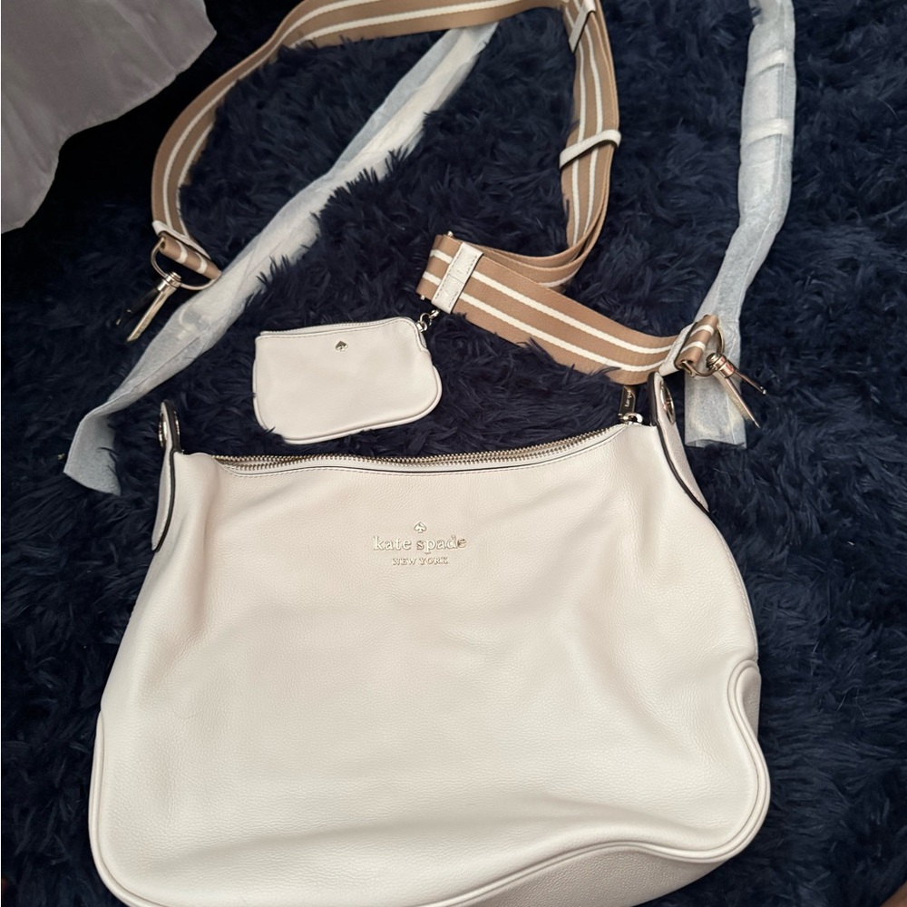 kate spade Cream Crossbody Bag with Tan Strap
